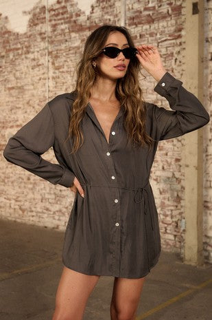 Solid Button Front Long Sleeve Romper image 0