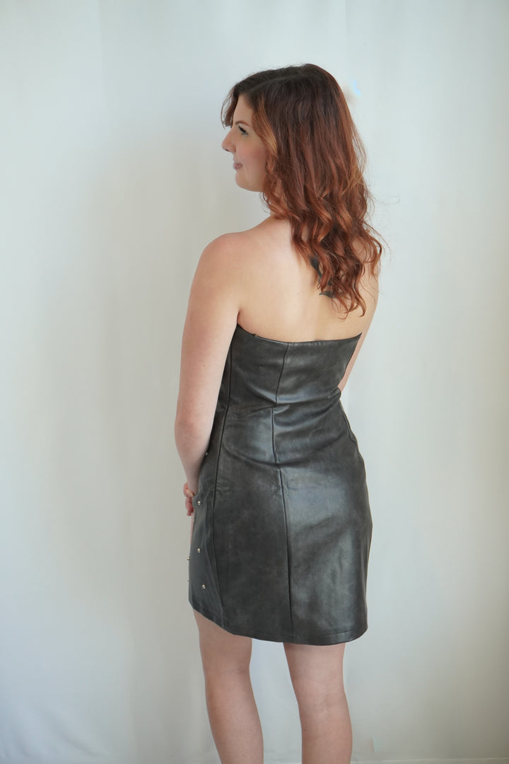 Studded Faux Leather Dress image 1