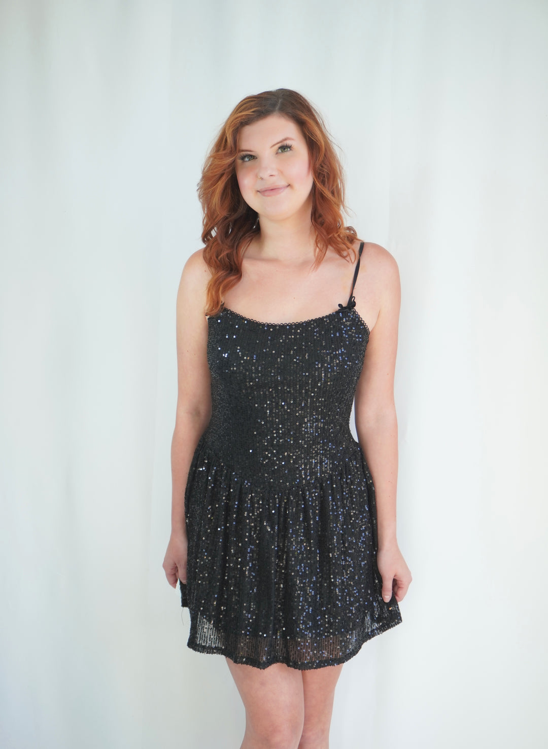 Black Sequin Slip Dress image 0