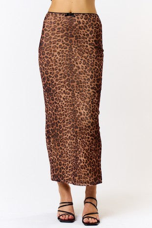 Leopard Print Midi Slip Skirt image 0