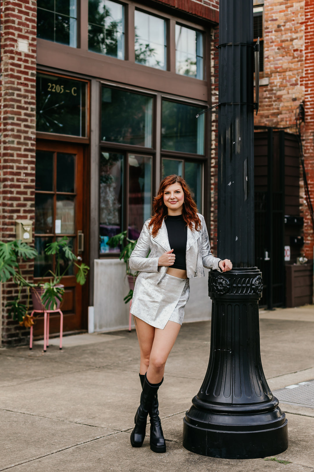 Metallic Silver Cropped Moto Jacket (Jacket & Skort sold separately)