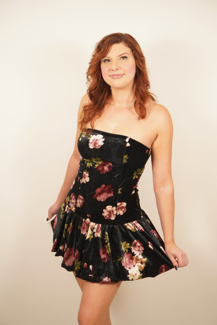 Floral Strapless Mini Dress image 0