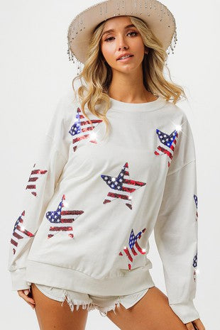 Patriotic Sequin Star Pullover image 0